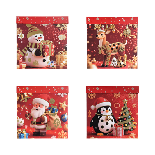 Caja De Regalo Navideño Personajes Navideño Glitter Varios Modelos Itrade 30X30X30