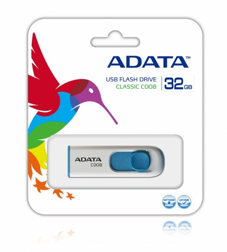 Memoria USB 32GB AC008 Blanco y Azul Adata