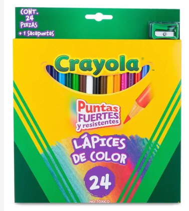 Lápices de colores largos redondos crayola C/24pzs