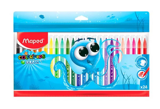 PLUMONES PUNTA CONICA C/24 MAPED COLORPEPS OCEAN BLISTER