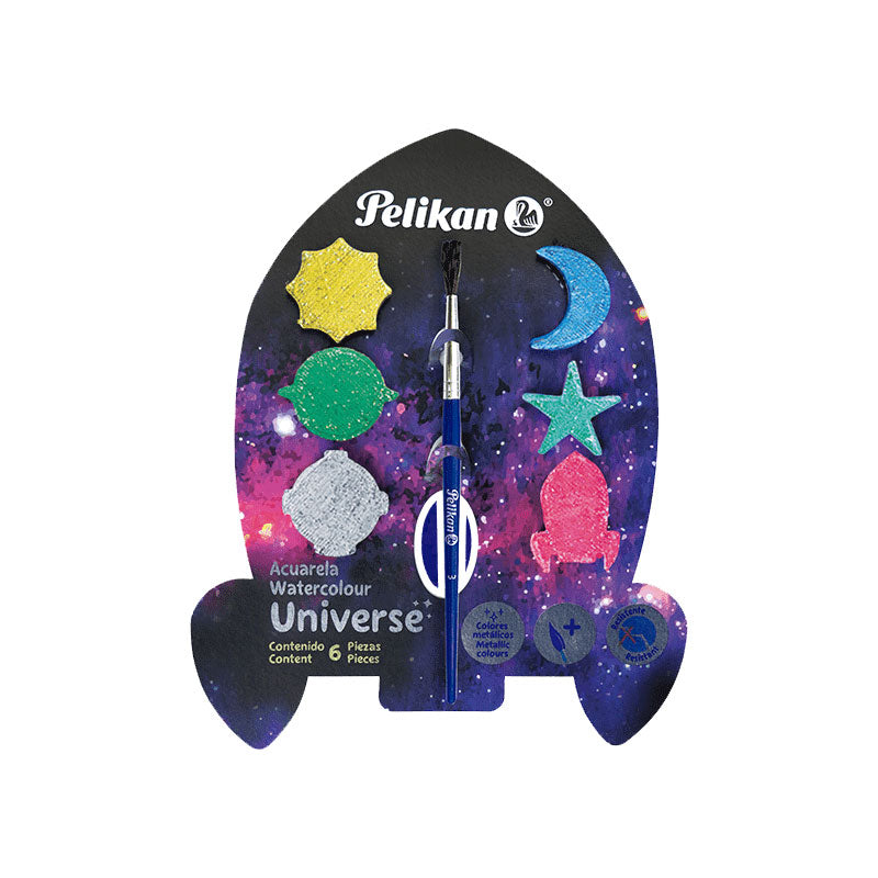 Acuarela Infantil Universo 6 piezas Colores Pelikan