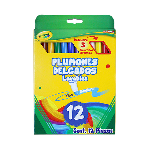 Plumones Delgados C/12 piezas Crayola Papelería del Ahorro
