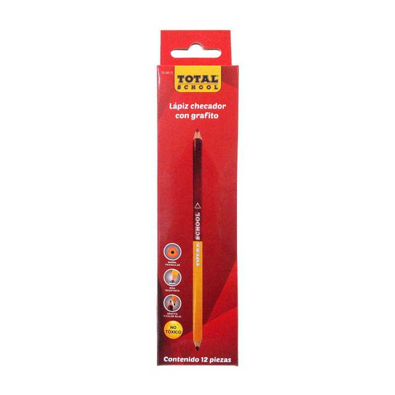 Lapiz Bicolor Delgado Grafito/Rojo 12 piezas Total School