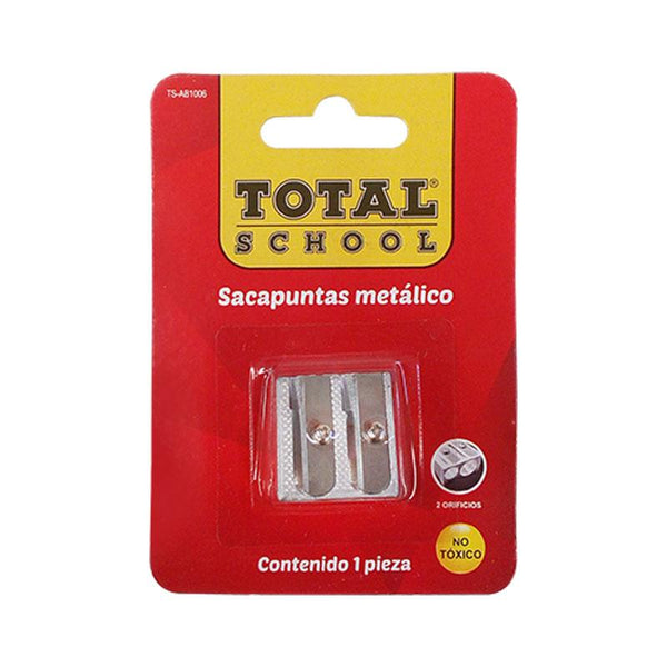 Sacapuntas Metálico 2 Orificios Hacha Blíster Total School