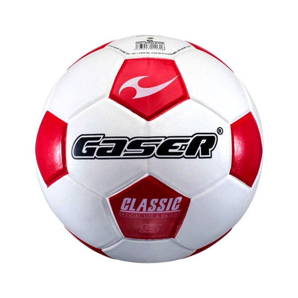 Balón Soccer #5 Clásico Mate Blanco/Rojo Gaser