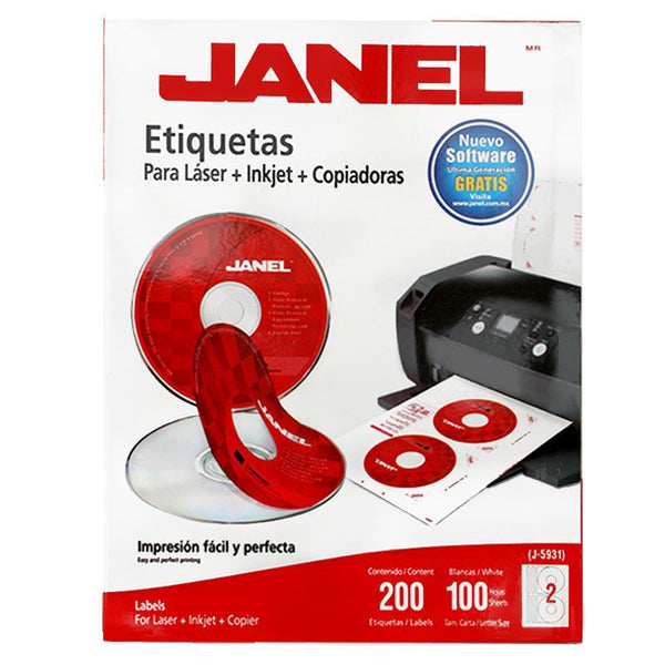 Etiqueta Adhesiva Laser Blanca C/D #117 25 hjs Janel