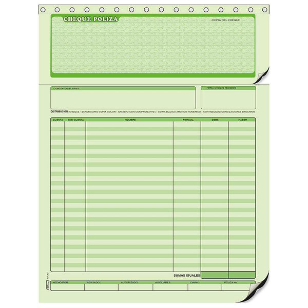 Block Cheque Póliza C/Papel Carbón B-1013 Printaform