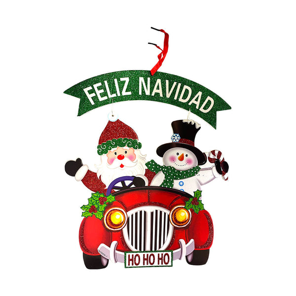 Adorno de Navidad Fomi Coche C/Santa 34 x 39 cm Itrade