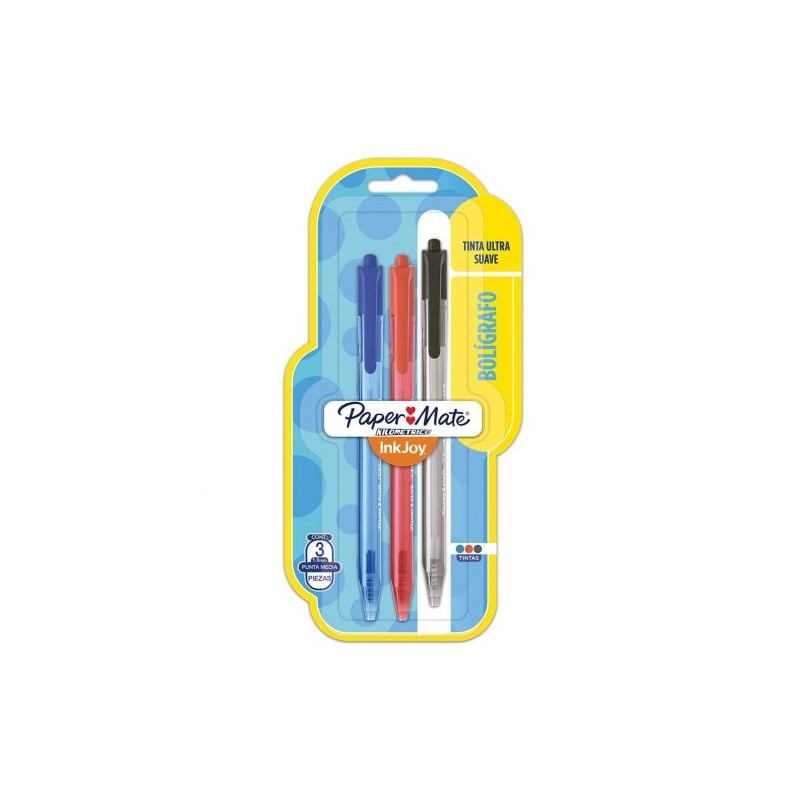Boligrafo Retractil Punto Fino Surtido Papermate Kilometrico C/3 pzas